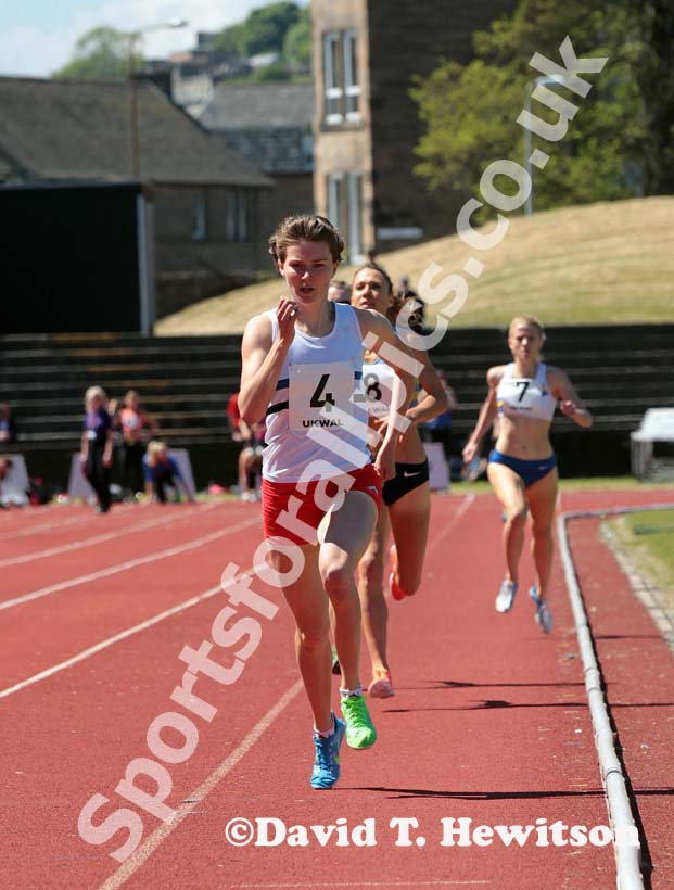 Emily Dudgeon (Edinburgh AC) wins the 800 metres during the UK Women's National League, Premier, Meadowbank, Edinburgh.